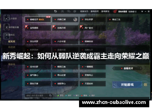 新秀崛起：如何从弱队逆袭成霸主走向荣耀之巅